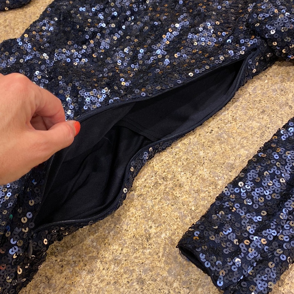NWT Calvin Klein Blue Sequin Cocktail Social Event Dressy Dress Size 2 - Picture 12 of 16